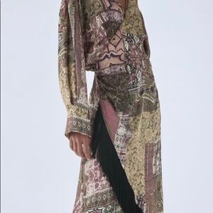 Zara print midi dress with fringe-medium